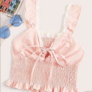 Ruffled, cropped tank top.